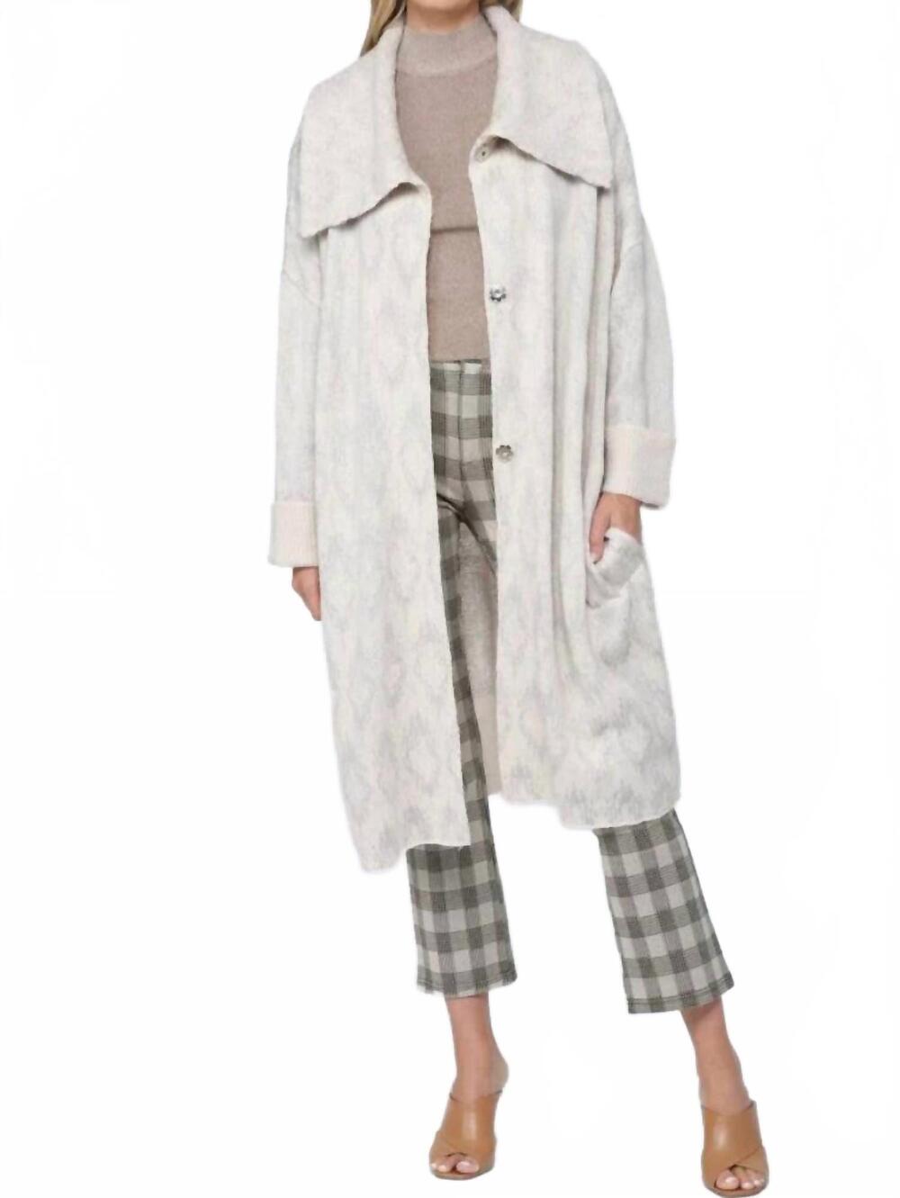 NEW FATE over sized wide collar cardigan in beige gray
